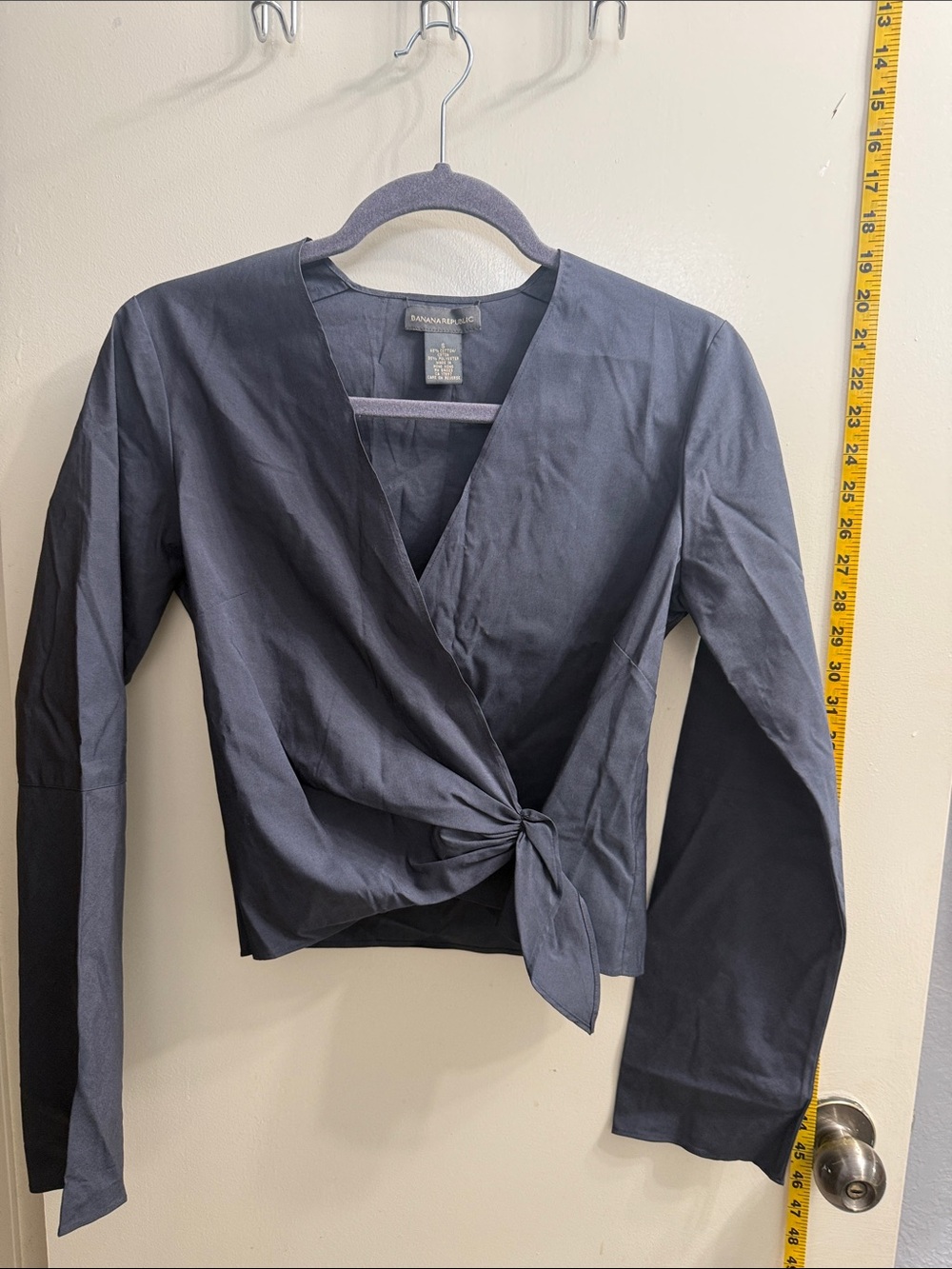 Banana Republic gray Wrap Tie Front Blouse